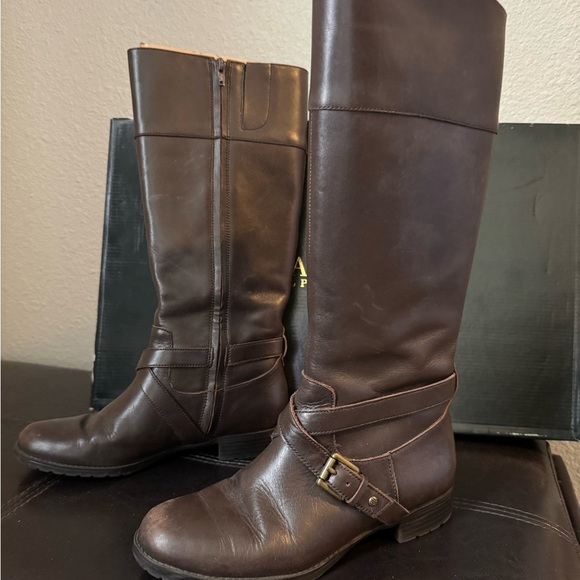 Lauren Ralph Lauren Brown Leather Boots ladies Sz 6 - Picture 4 of 10